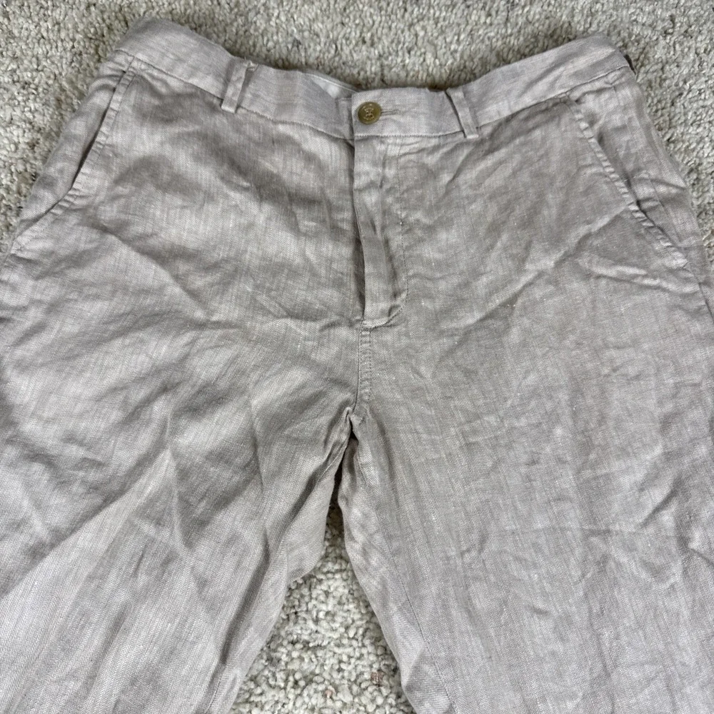 Banana Republic 100% Linen Straight Fit Pants 34x32 Mens Beige Lightweight India